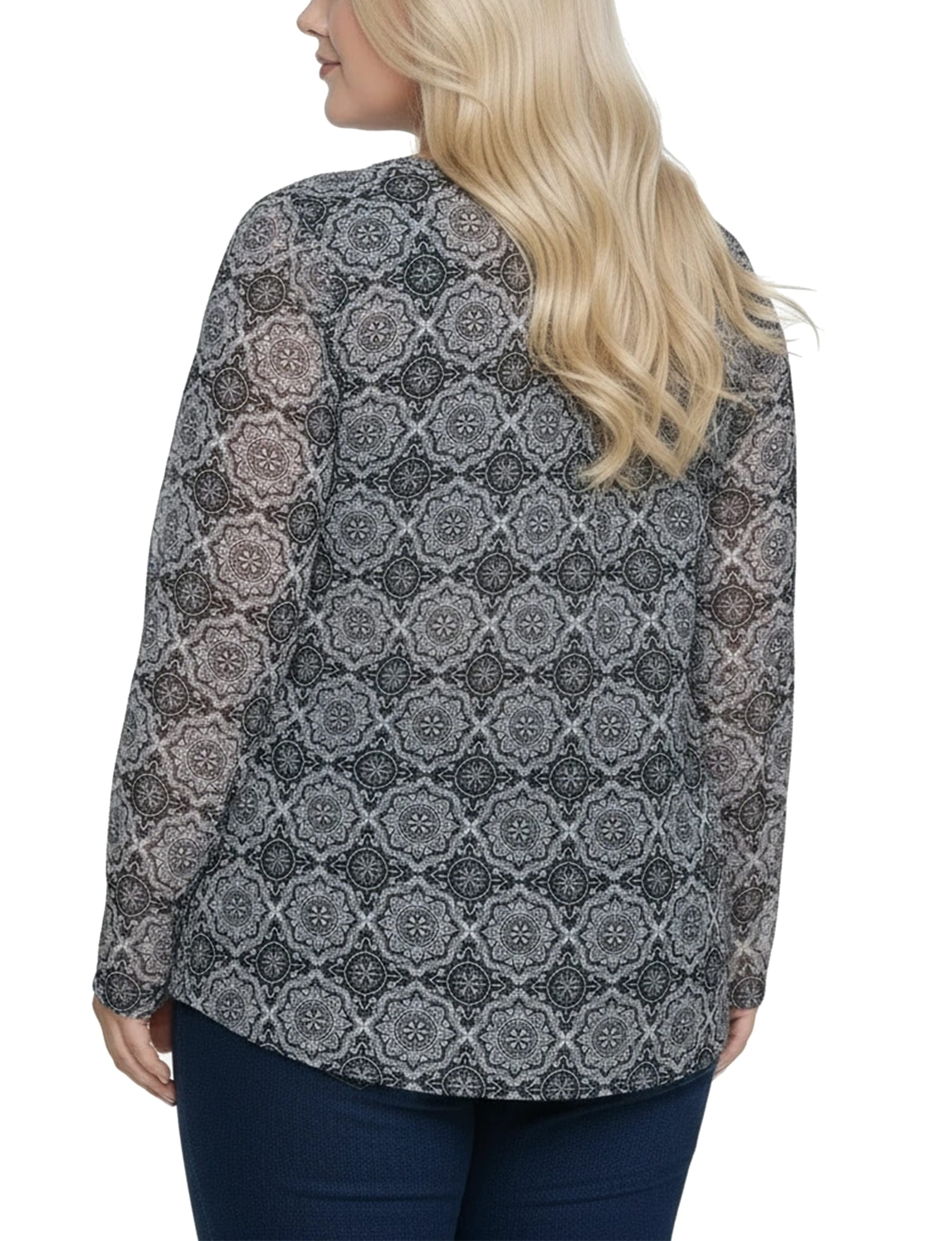 Plus Long Raglan Sleeve Mesh Top thumbnail 3