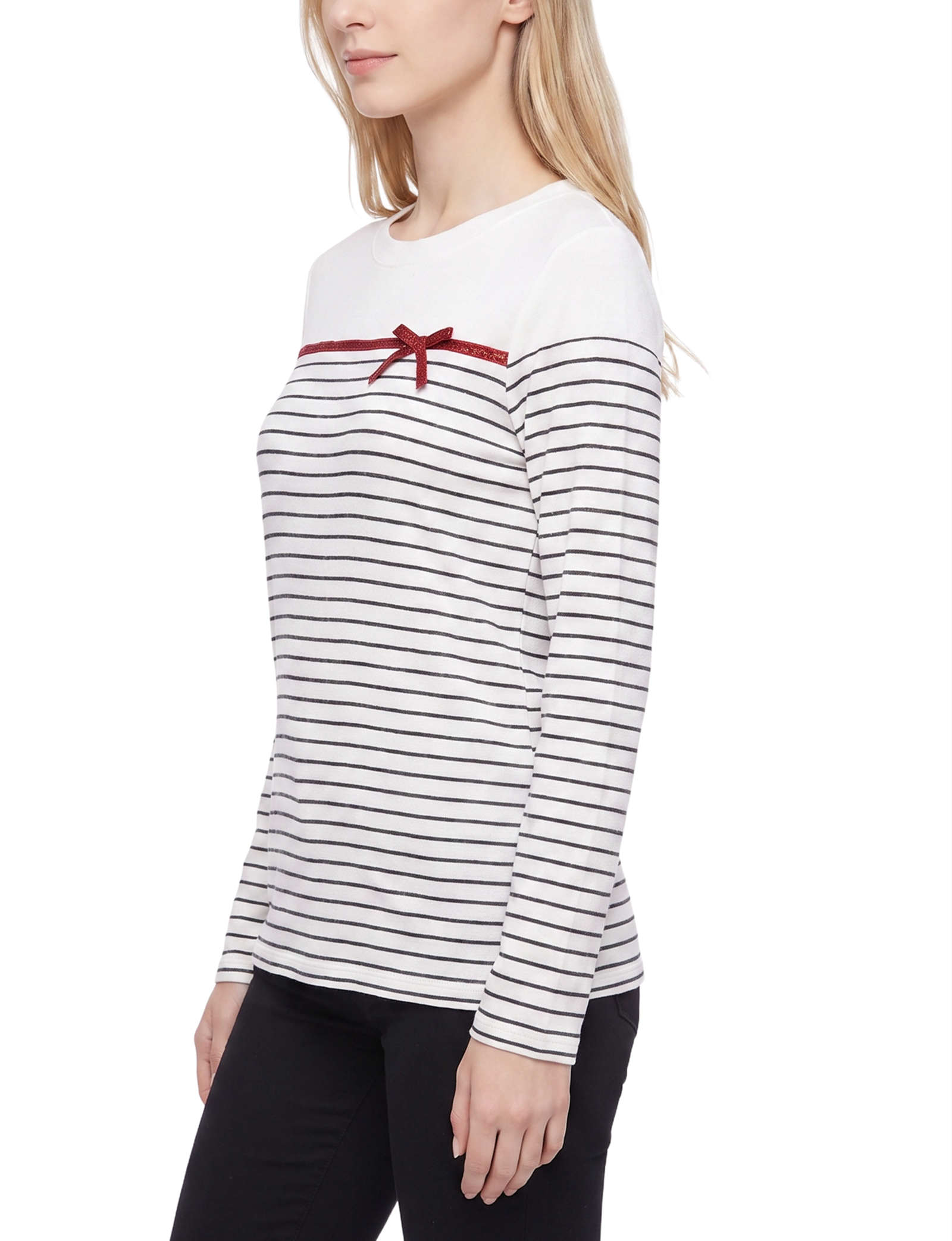 Petite Long Sleeve Ribbon Design Pullover Top thumbnail 2