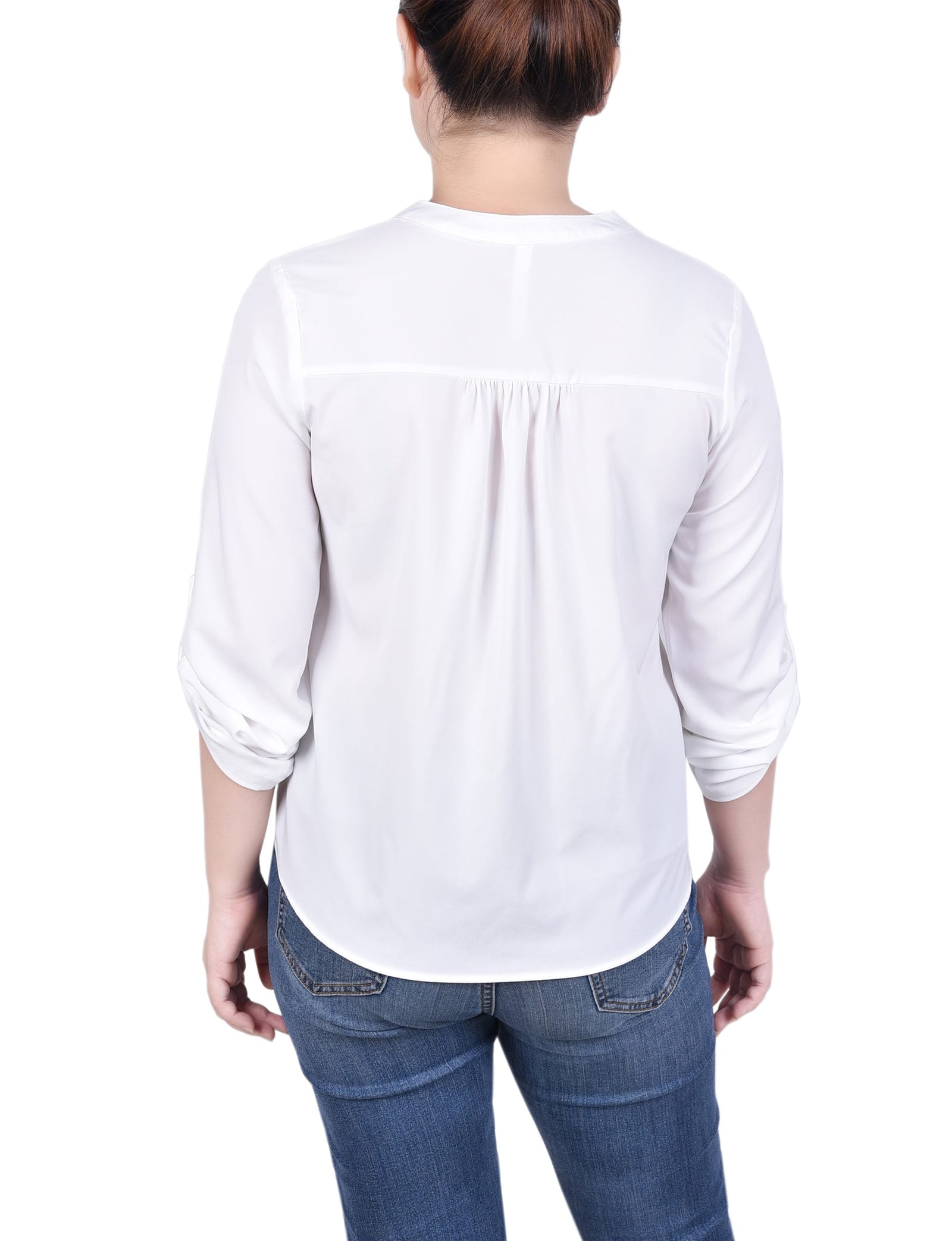 Long Tab-Sleeve Blouse with Pockets thumbnail 3