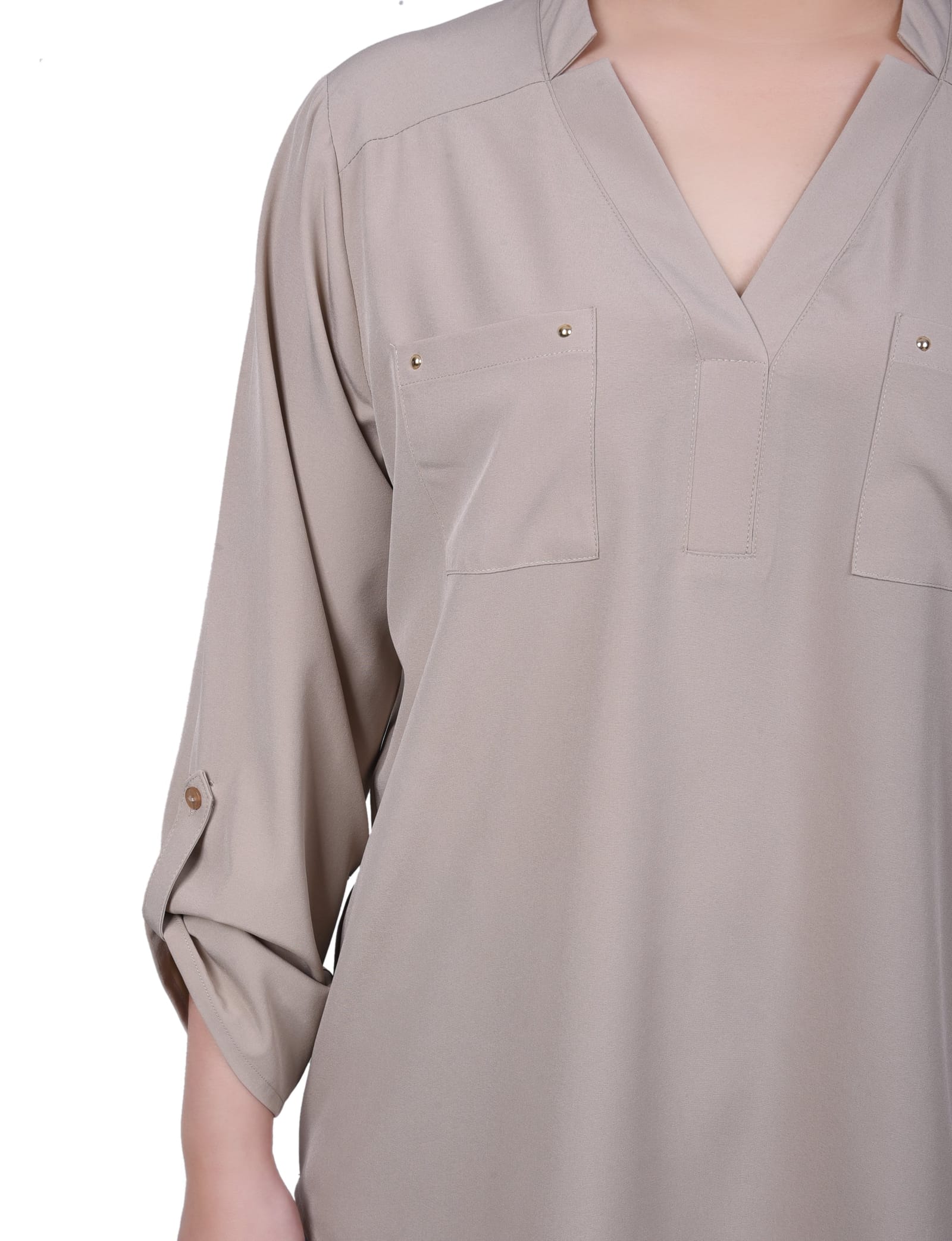 Petite Roll Tab Sleeve Blouse with Pockets thumbnail 3