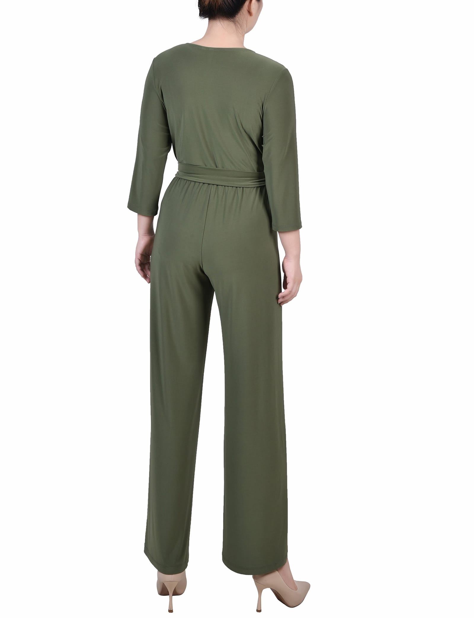 Petite 3/4 Sleeve Belted Jumpsuit thumbnail 3