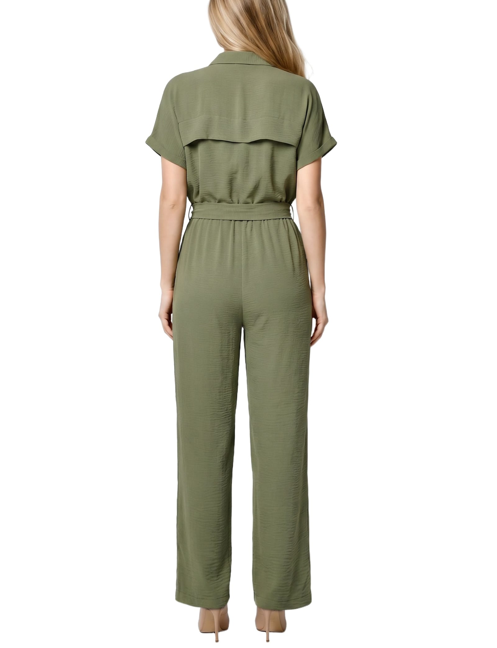 Petite Short Sleeve Belted Jumpsuit thumbnail 4