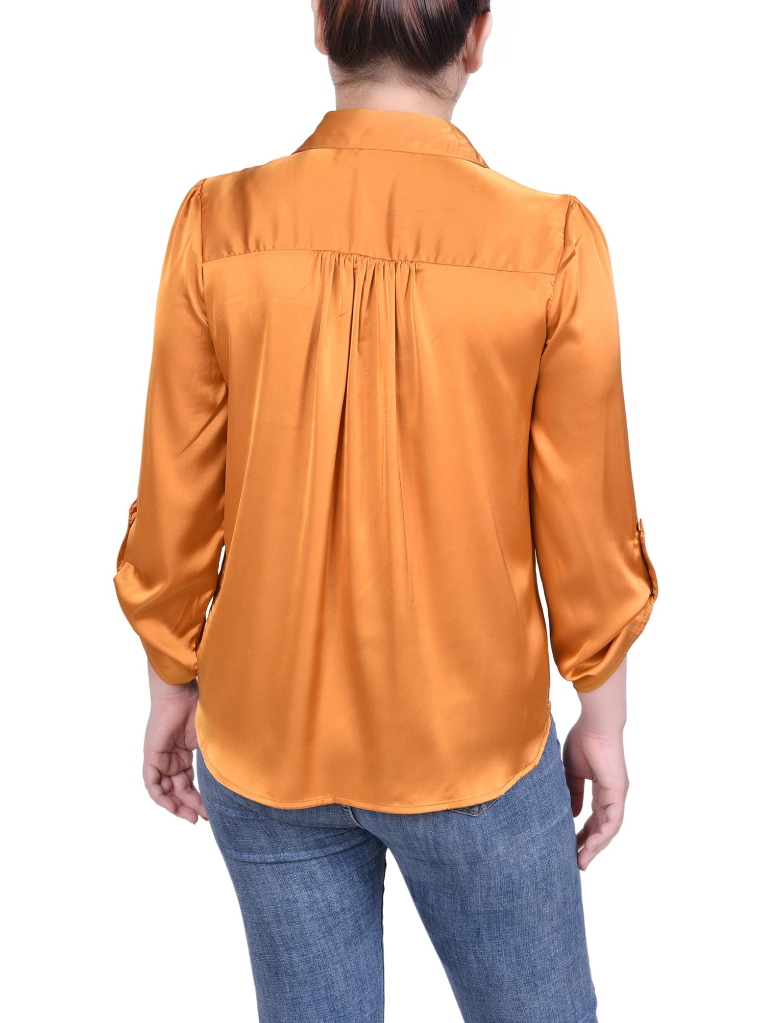 Tabbed Long Sleeve Satin Blouse thumbnail 3