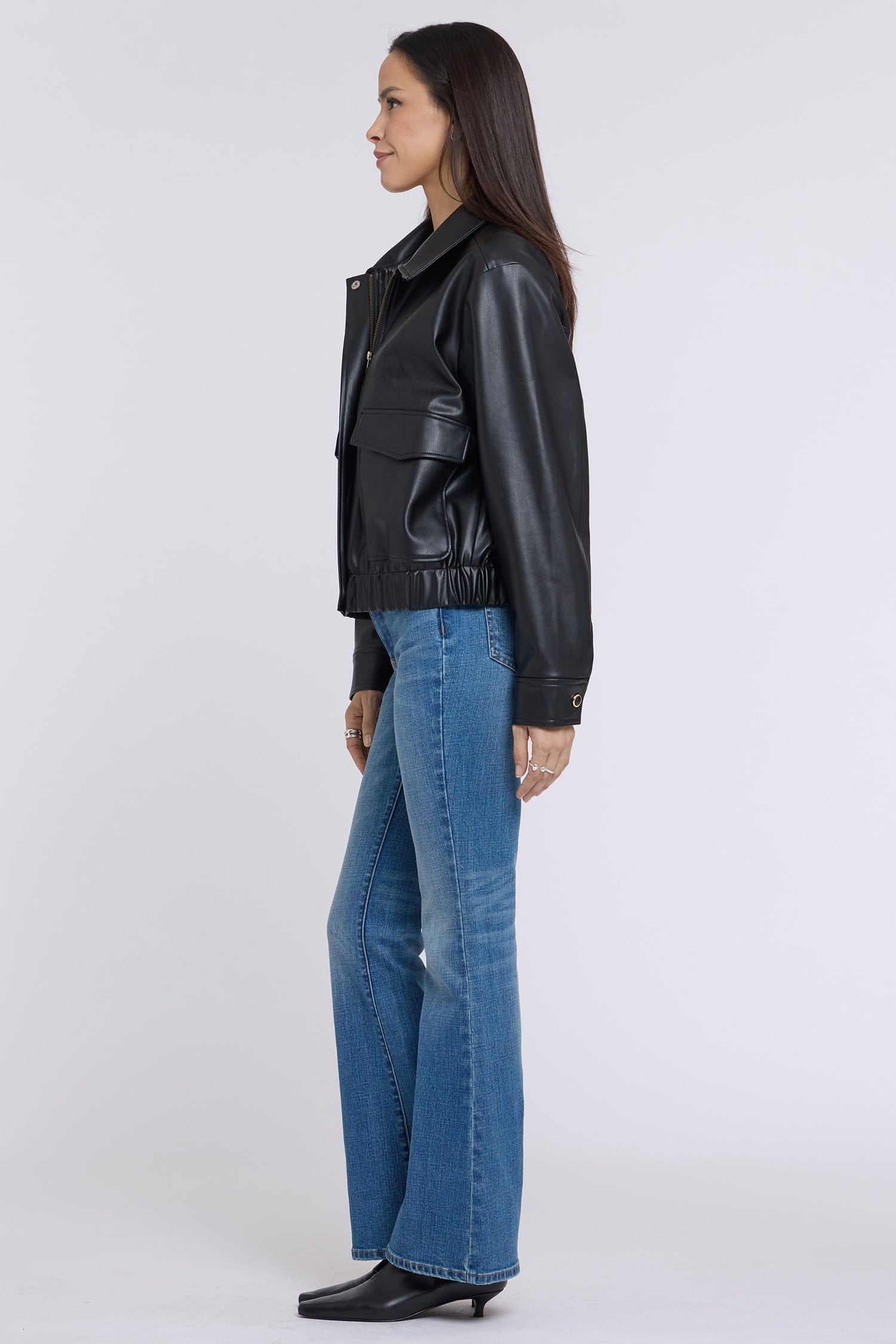 Faux Leather Baseball Jacket thumbnail 4