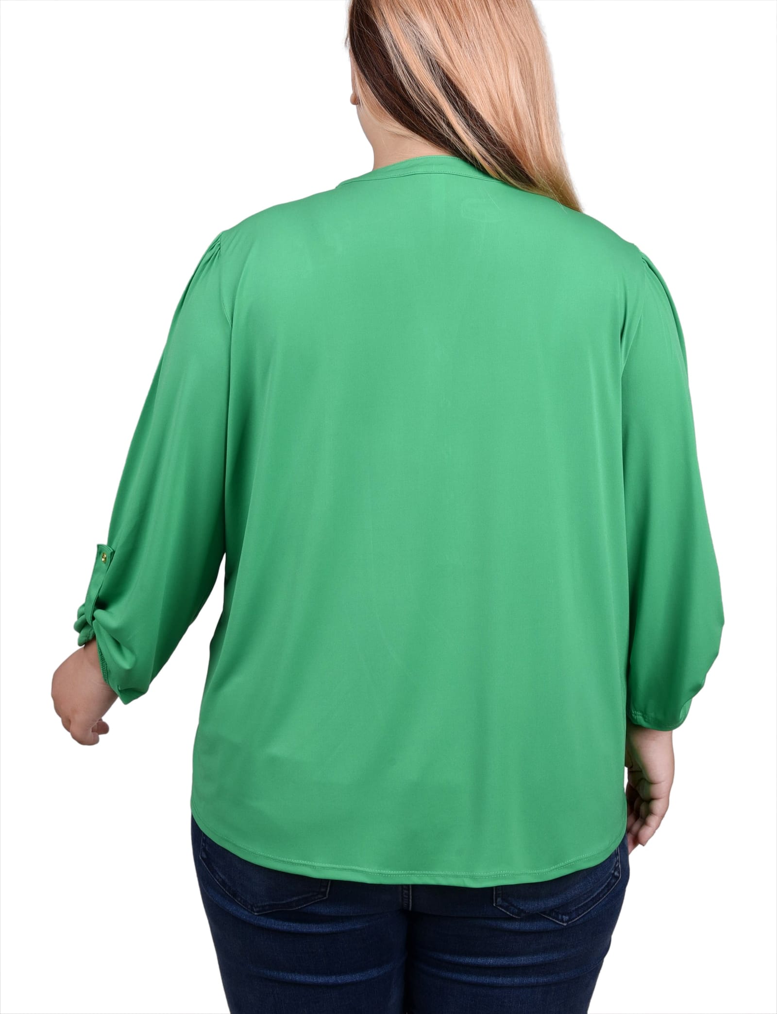 Petite Long Sleeve Pintuck Front Top with Chain Details thumbnail 4