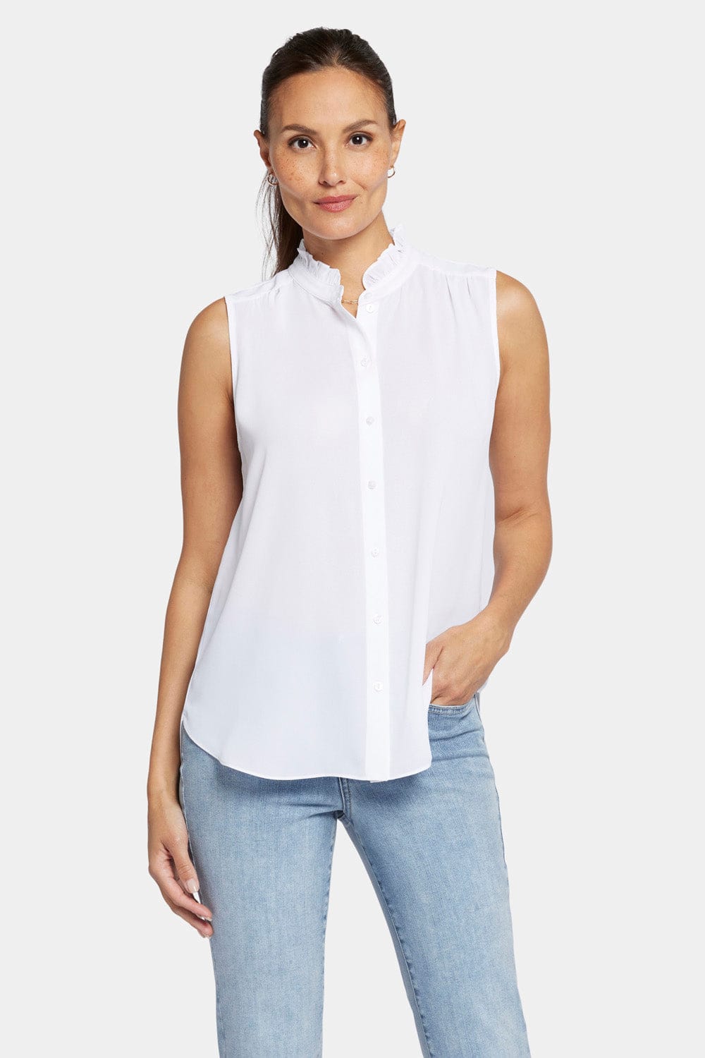 Sleeveless Ruffle Neck Blouse thumbnail 4